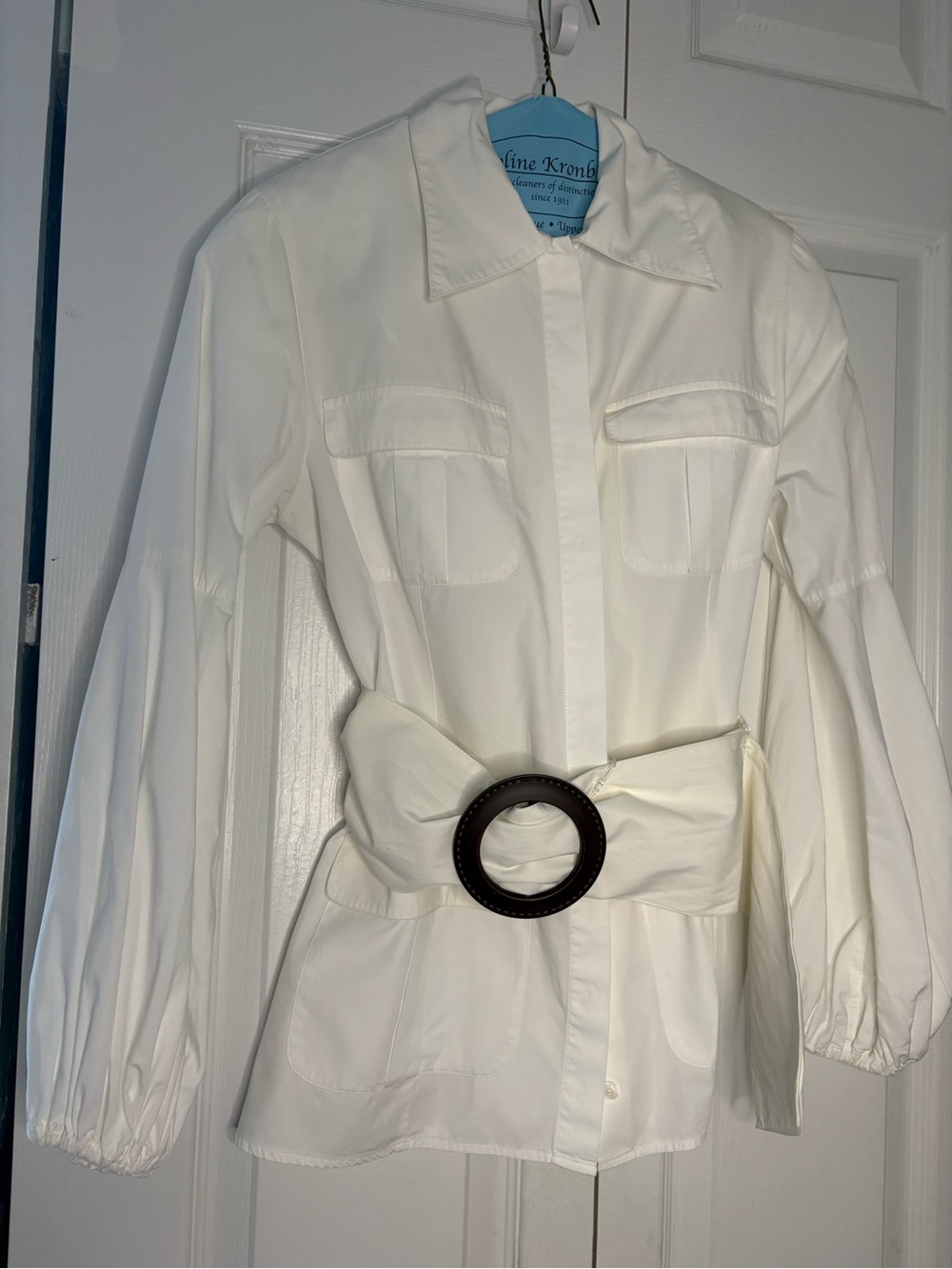 Anne Fontaine Elegant  White Blouse with Detachable Belt Size 40